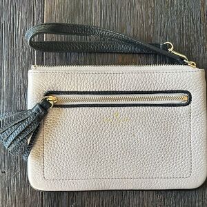 Kate Spade Black and Tan Wristlet with Tassel